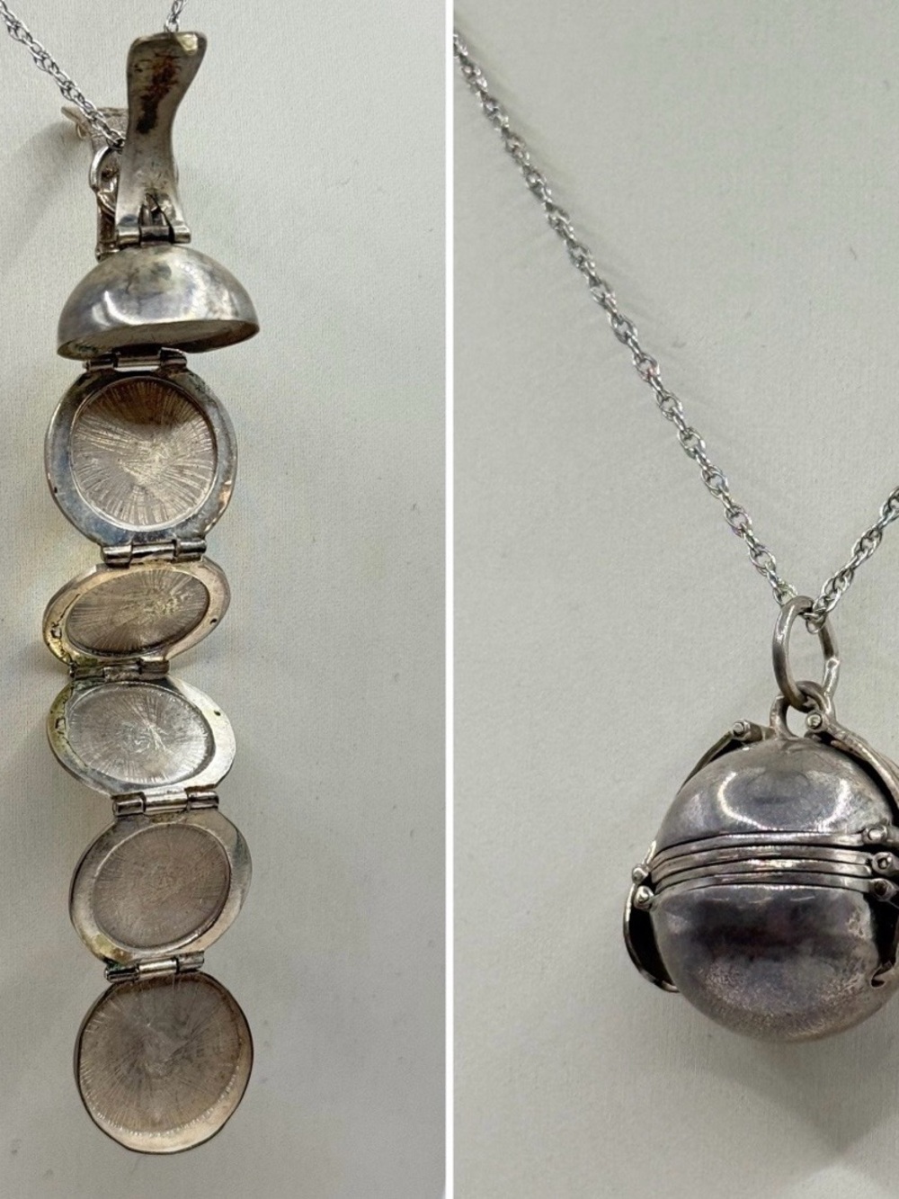 Vintage Taxco Sterling Silver Accordion Locket on 24”silver chain